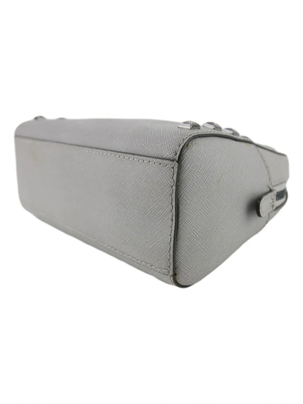 Michael Kors Light Grey Studded Saffiano Satchel